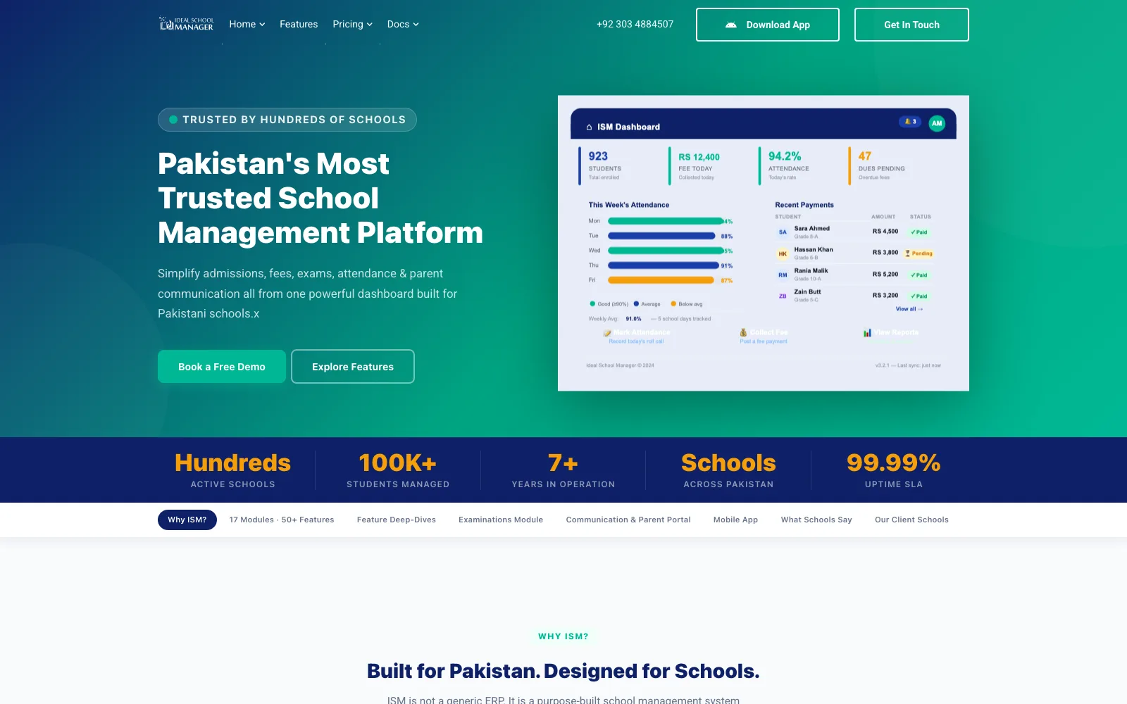Ideal School Manager dashboard screenshot